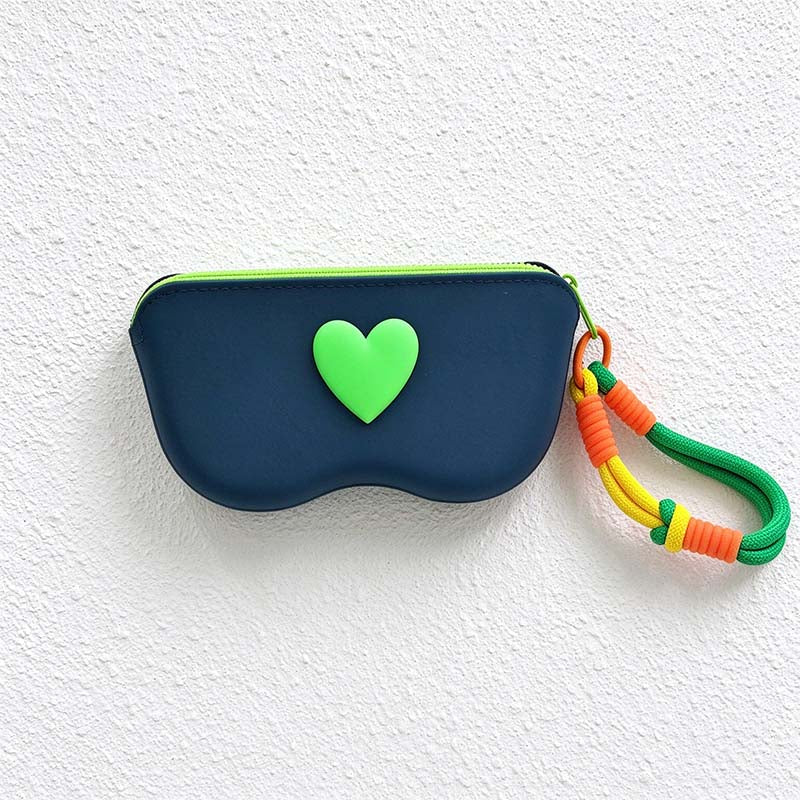 CouldNook Heart Glasses Case - Colorful Zip And Cord Wrist Loop