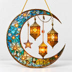 CouldNook Moon Hanging Ornament - Flat Acrylic And Lantern-Inspired Artwork