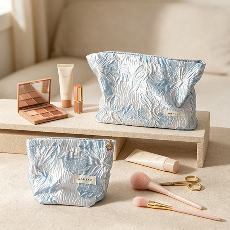 CloudNook Embossed Floral Makeup Pouch - Vanity Storage Accent