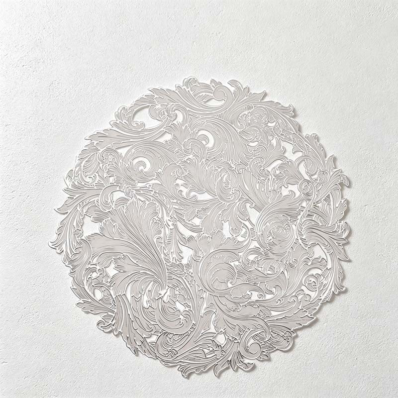 CouldNook Round PVC Placemat - Metallic Scrollwork Color Designs