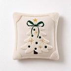 CouldNook Christmas Tree Pillow Cover - Raised Motif And Bow Detail