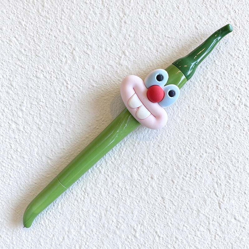 CouldNook Chili Pepper Pen - Curved Body And Grinning Character Face