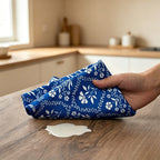 CouldNook Printed Tea Towel - Floral Blue and Brown Patterns