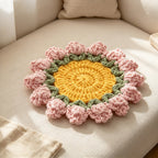 CouldNook Flower Coaster - Crocheted Yellow Center and Raised Bud Border