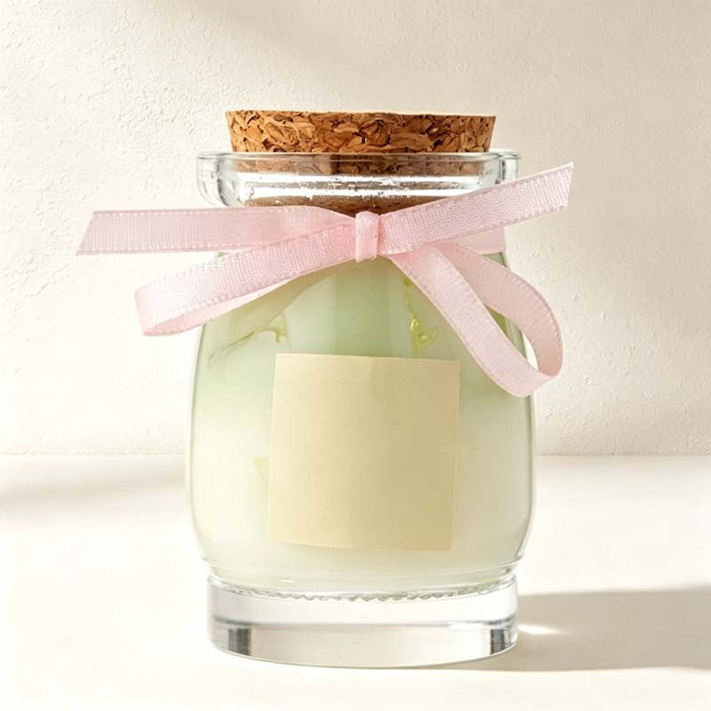 CouldNook Ribbon Jar Scented Candle - Pastel Wax And Textured Lid