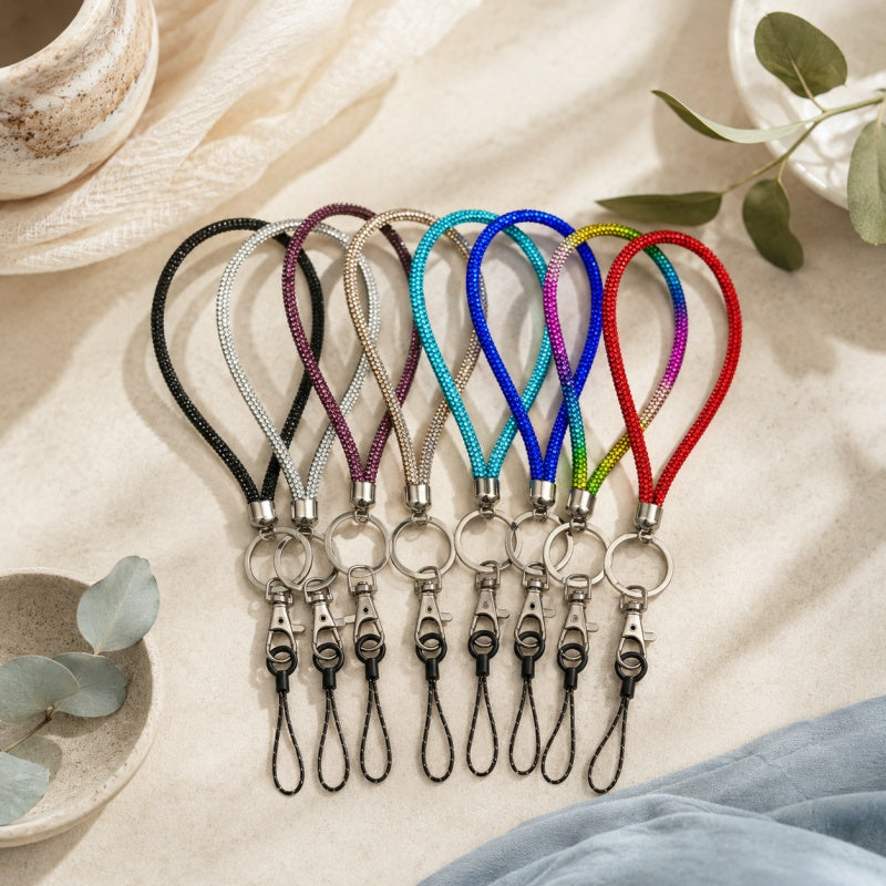 CouldNook Rhinestone Wrist Lanyard Strap - Keyring and Clasp