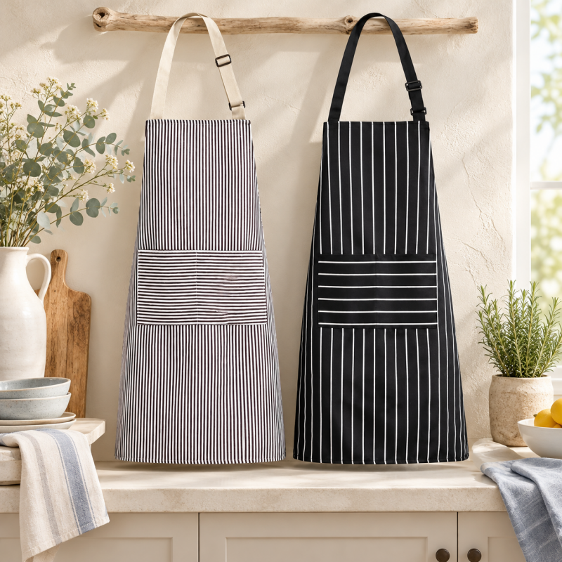 CouldNook Striped Cooking Apron - Adjustable Neck Strap