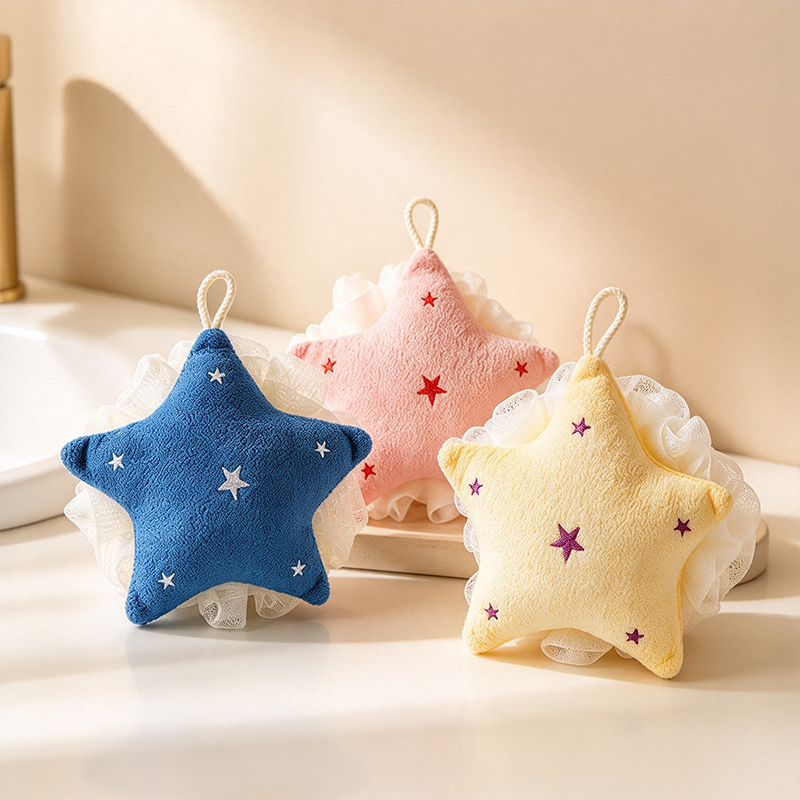 CouldNook Star Bath Pouf - Dual Textured Faces