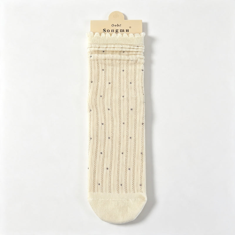 CloudNook Cotton Blend Seamless Breathable Floral Mid-Calf Crew Socks