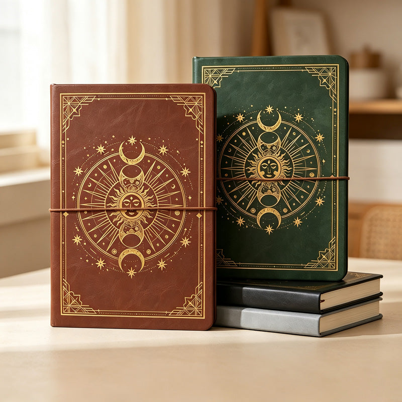 CouldNook Celestial Notebook - Sun and Moon Foil Pattern and Lined Pages