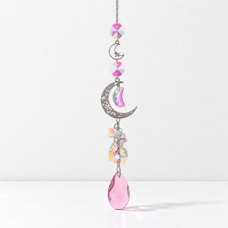 CouldNook Moon and Star Suncatcher - Crescent Frame And Teardrop Pendant