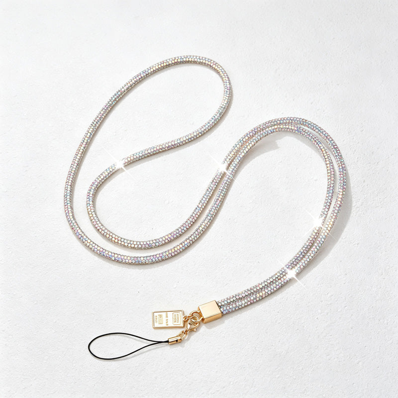 CouldNook Rhinestones Set Crossbody Phone Strap with Closely Set Reflective Stones