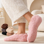 CouldNook Plush Low-Cut House Socks - Fuzzy Exterior And Dotted Soles