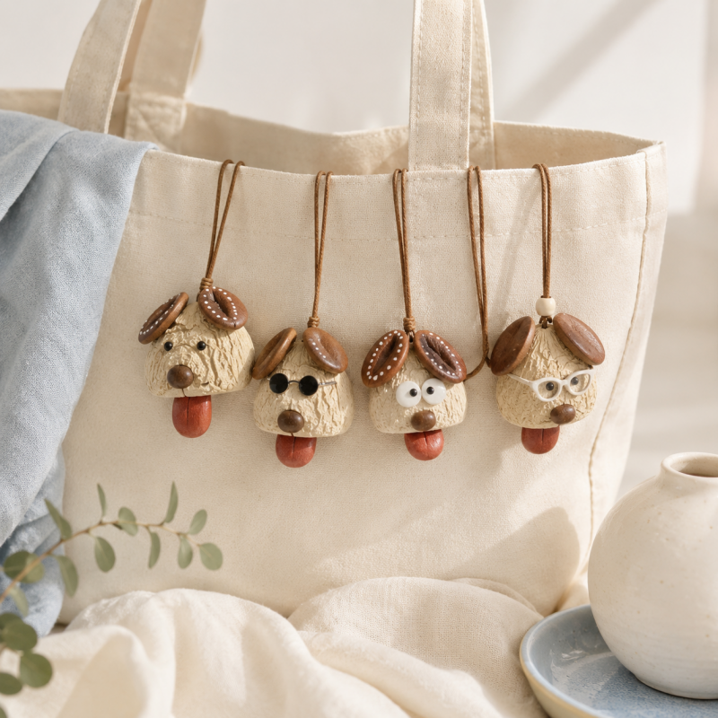 CouldNook Dog Figure Shell Bag Charm - Loop Clasp Attachment