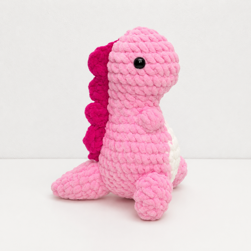 CouldNook Yarn Dinosaur Doll Ornament - Rounded Standing Silhouette