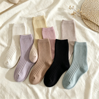 CouldNook Ribbed Solid Kids Socks - Everyday Drawer 5PCS Set