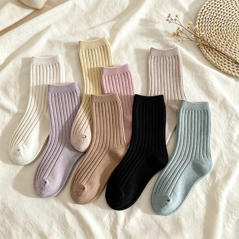 CouldNook Ribbed Solid Kids Socks - Everyday Drawer 5PCS Set