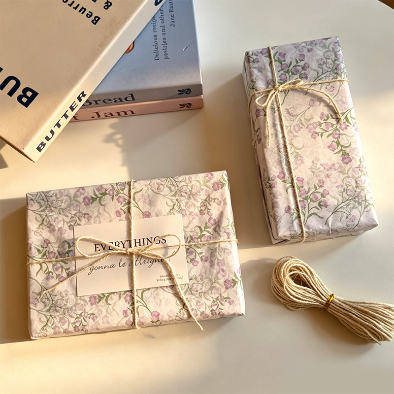 Purple Bluebell Floral Tissue Wrapping Paper Set - Artistic Flower Art Paper
