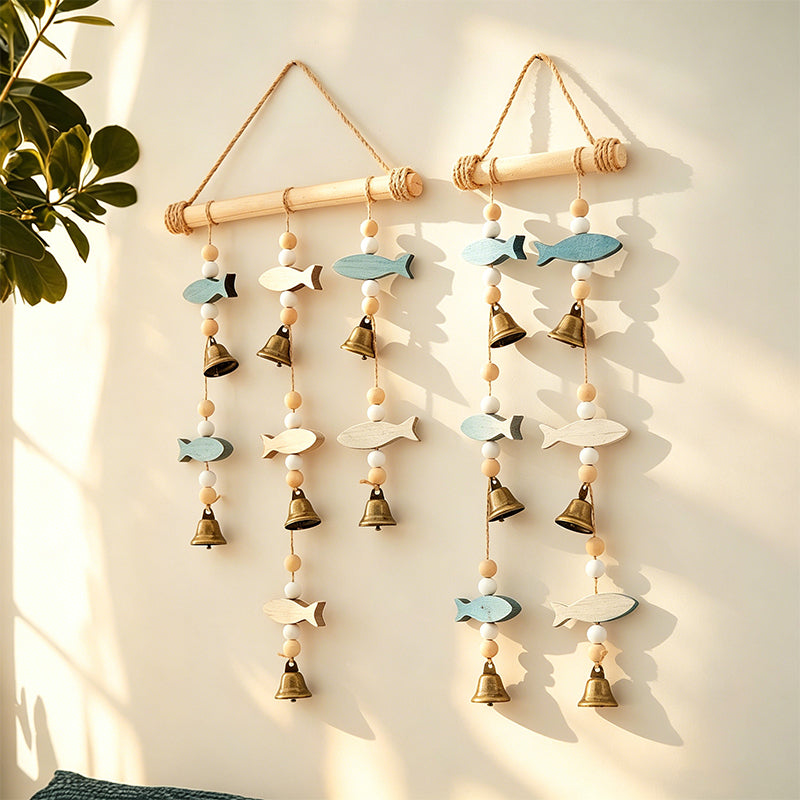 CouldNook Mediterranean Fish Hanging Decor - Coastal Shell Bell Ornament
