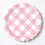 CouldNook Pink Gingham Party Tableware - Scalloped Plates And Matching Accessories