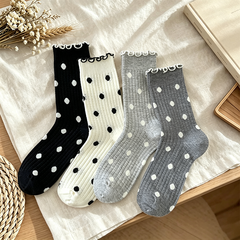 CouldNook Dot Pattern Calf Socks - Everyday Outfit Accent