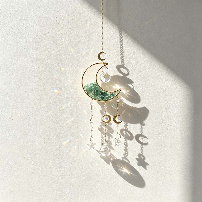 CouldNook Crescent Suncatcher - Stone Chip Moon And Star Drops