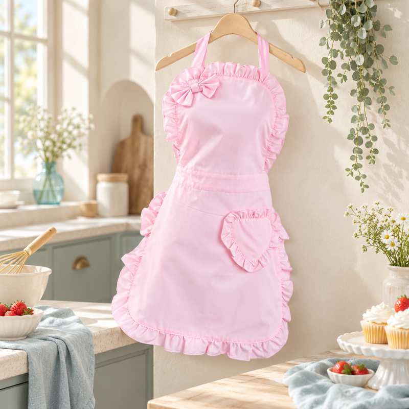 CouldNook Ruffled Kitchen Apron - Heart and Bow Styles
