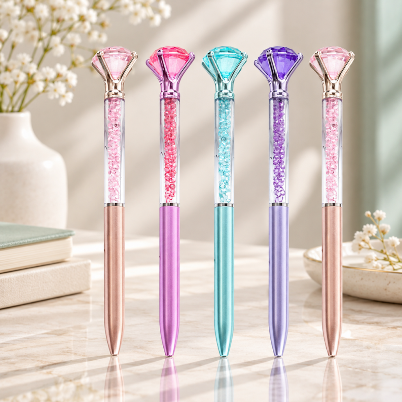 CouldNook Gem Top Ballpoint Pen - Clear Decorative Barrel and Facets