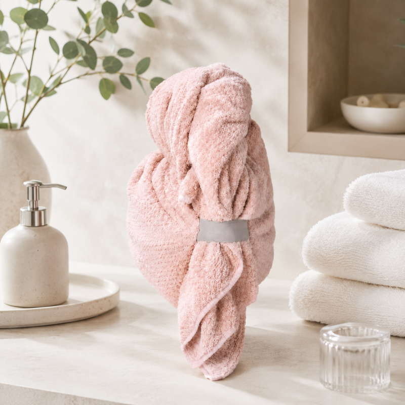 CouldNook Long Hair Drying Towel - Elastic Band and Extended Tail