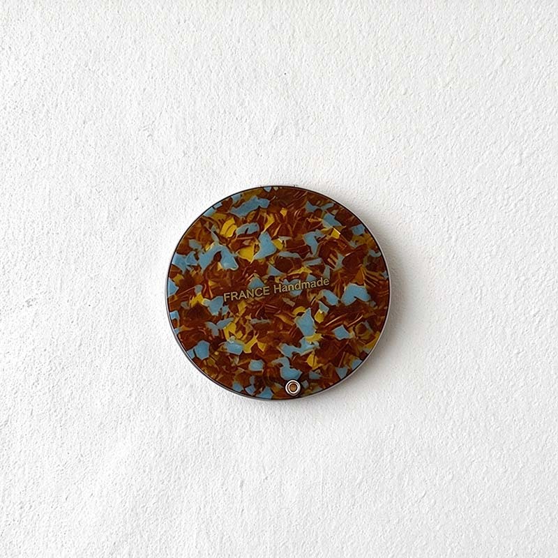 CouldNook Round Swivel Mirror - Mottled Acetate Cover And Pivot Opening
