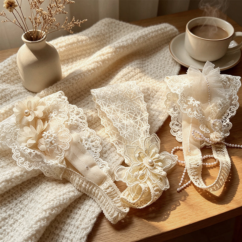 CouldNook Wide Hollow-Out Lace Headband - Aesthetic Floral Hair Accessory