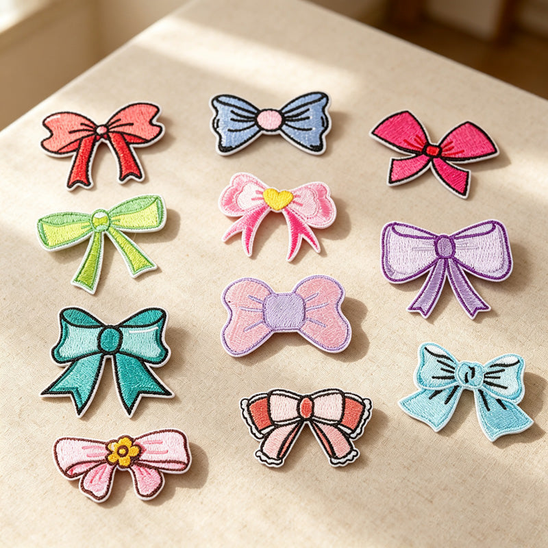 CouldNook Bow Embroidered Patch - Assorted Colors and Shapes