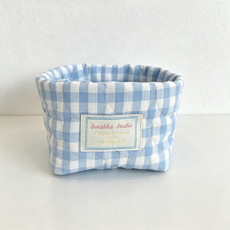 CouldNook Plaid Organizer Bag- Soft Open Shelf Storage