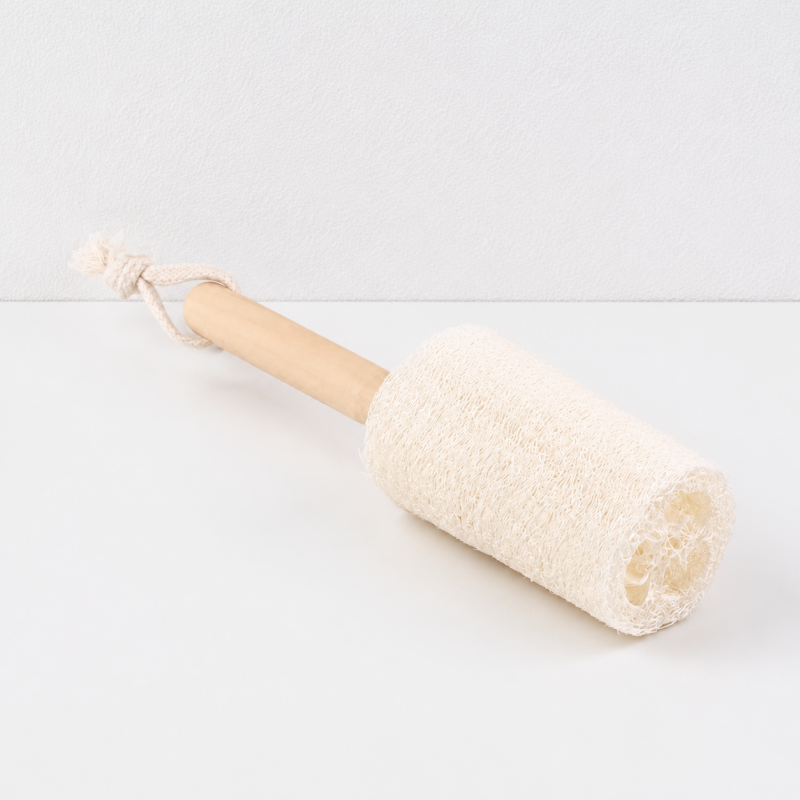 CouldNook Luffa Cup Brush - Wood Handle and Hanging Loop