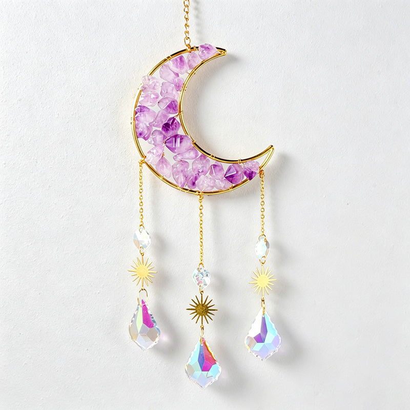 CouldNook Amethyst Moon Suncatcher - Crystal Drop Wall Accent