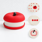 CouldNook Apple Coaster Set - Stacking Mats and Fruit Shaped Case