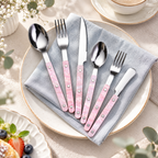 Riveted Table Utensil - Marbled Grips for Dining and Serving