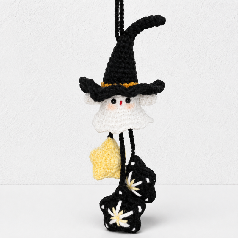 CouldNook Yarn Hanging Ornament - Witch Ghost and Apple Designs