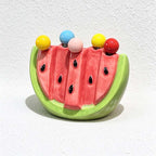 CouldNook Watermelon Fruit Fork Set - Colorful Handles and Slice-shaped Holder