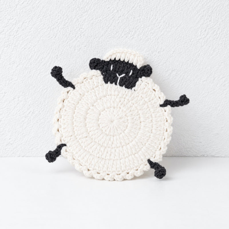 CouldNook Crochet Sheep Coaster - Rounded Body and Little Legs