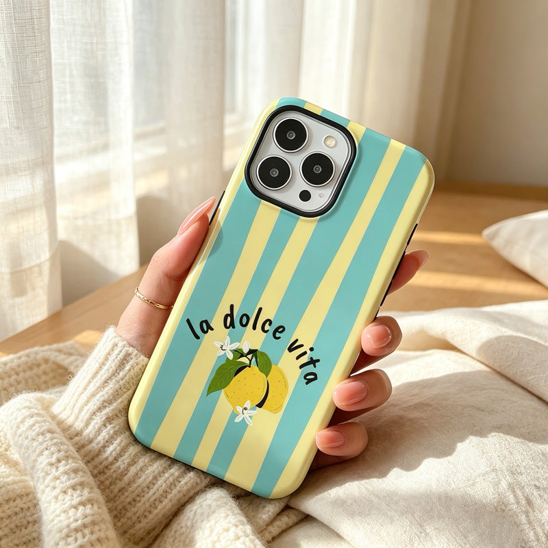 CouldNook iPhone 17 Series 2-in-1 Lemon Stripe Phone Case - Sunny Graphic Cover