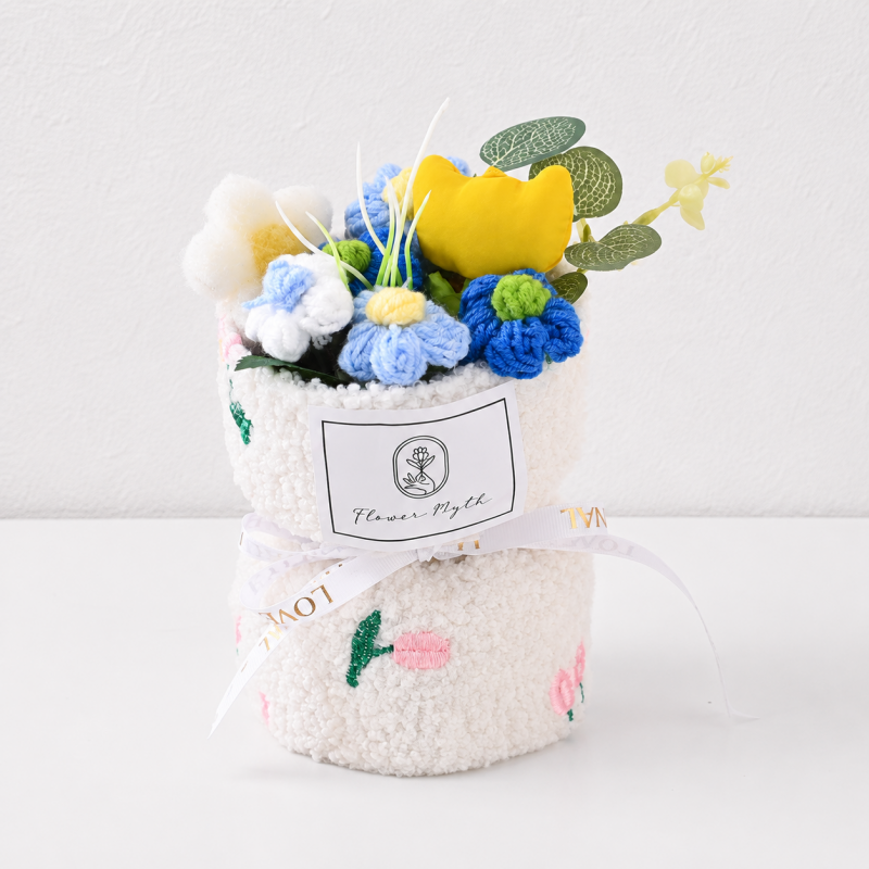 CouldNook Yarn Flower Bouquet - Layered Rolled Fabric Wrap