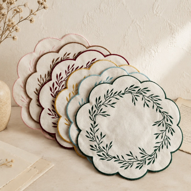 CouldNook Chinese Floral Mat - Aesthetic Embroidered Table Accessory