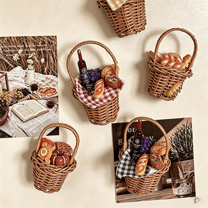 CouldNook Picnic Basket Fridge Magnet - Miniature Food and Checkered Details