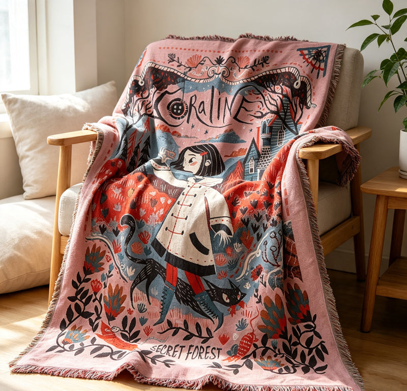 CouldNook Woven Throw Blanket - Whimsical Secret Forest Fairy Tale Tapestry
