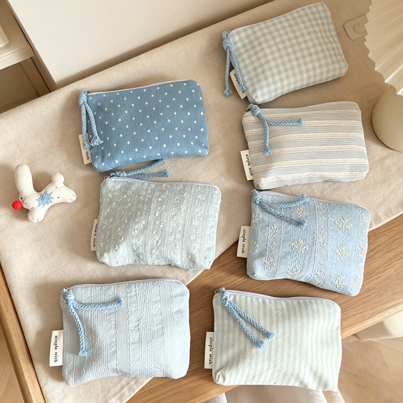 CouldNook Mini Coin Pouch - Seven Blue Textile Patterns