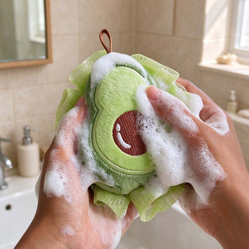 CouldNook Fruit Bath Pouf - Avocado and Watermelon Face Designs