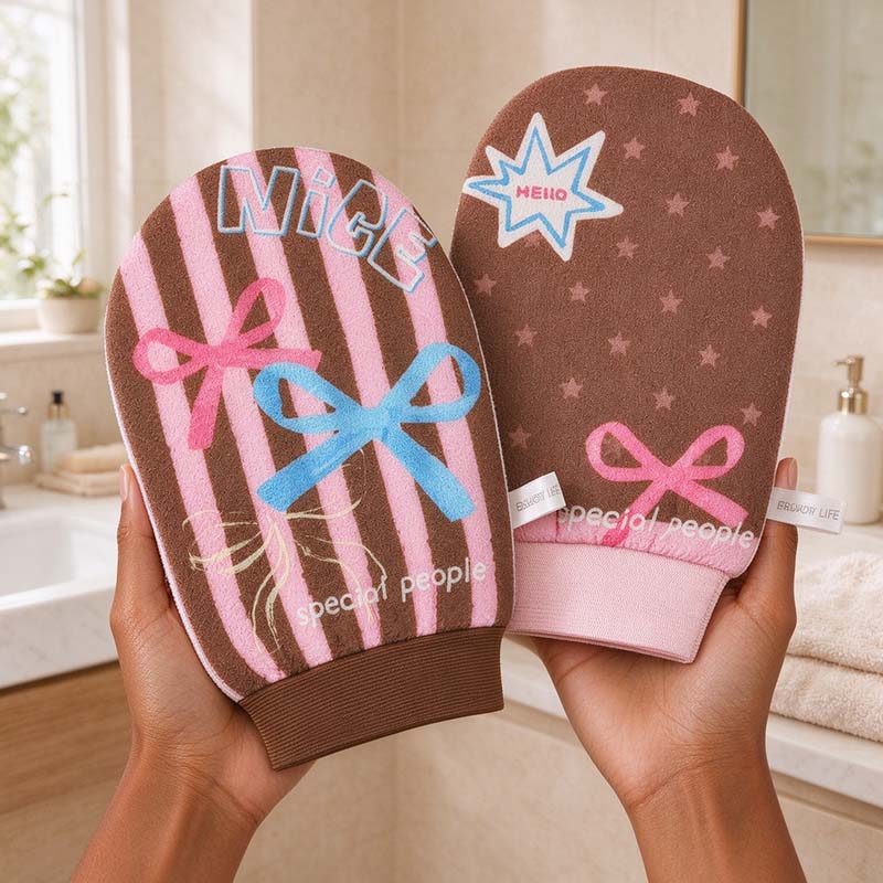 CouldNook Bath Mitt - Star and Stripe Prints plus Bow Details