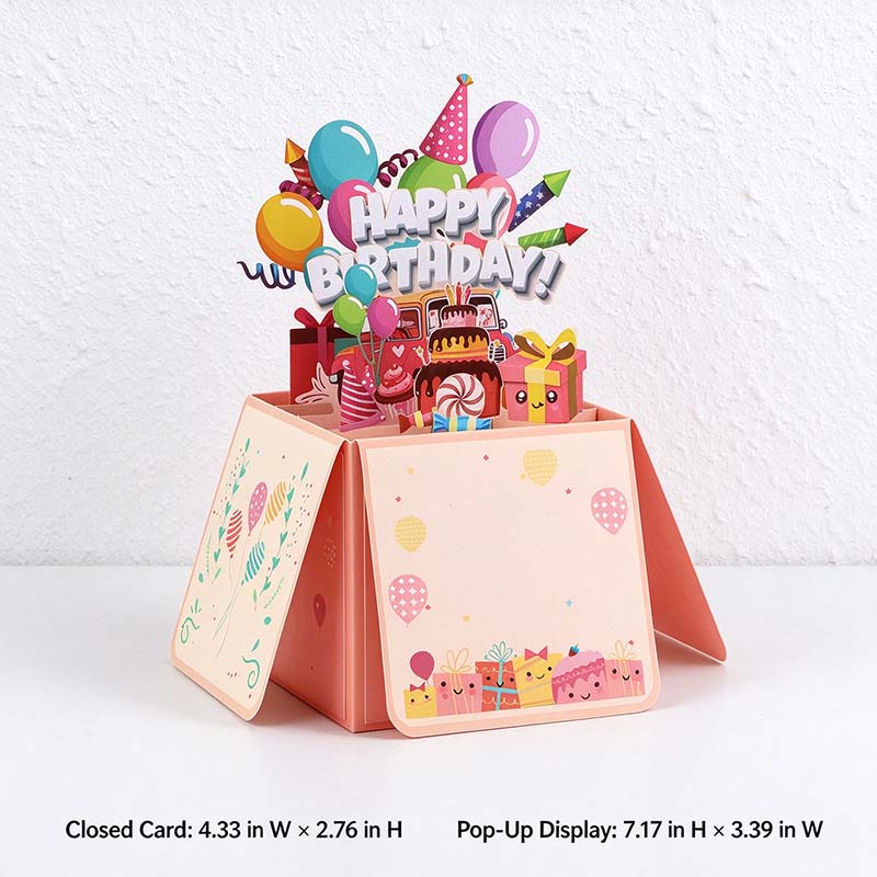 Birthday Pop-Up Box Card with Balloons and Cake