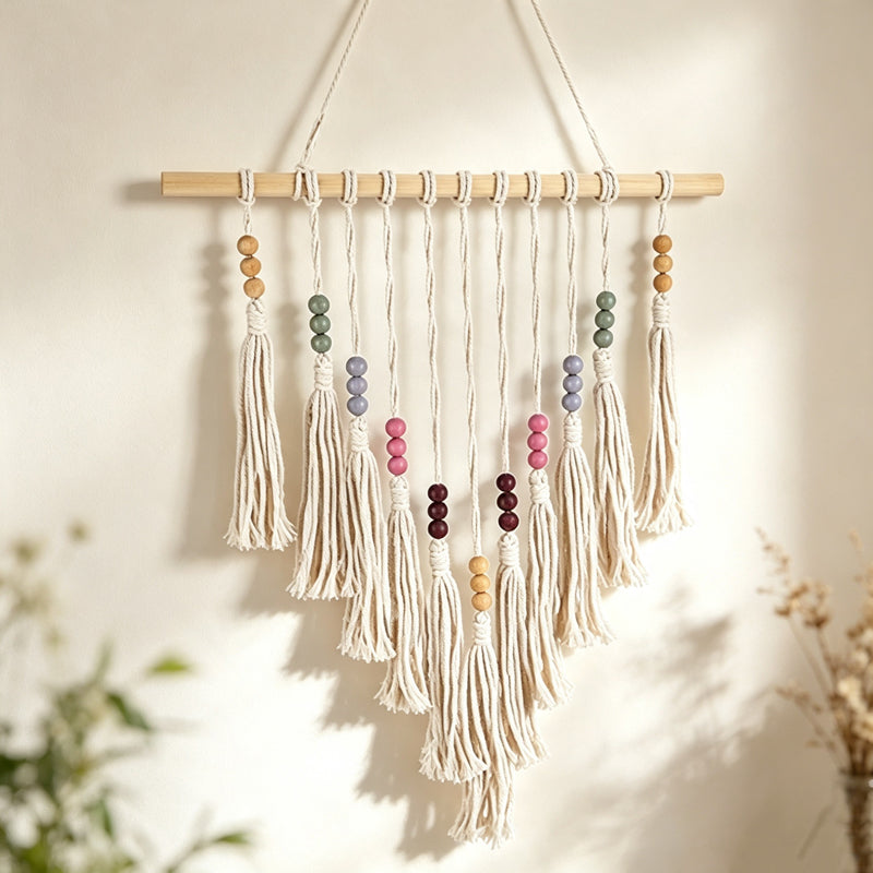 CloudNook  Macrame Bead Wall Hanging‑Boho Tassel Tapestry Decor